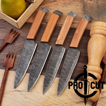 Pro Cut Steel Root - Hand Forged Damascus Steel Full Tang Culinary Steak Knives
