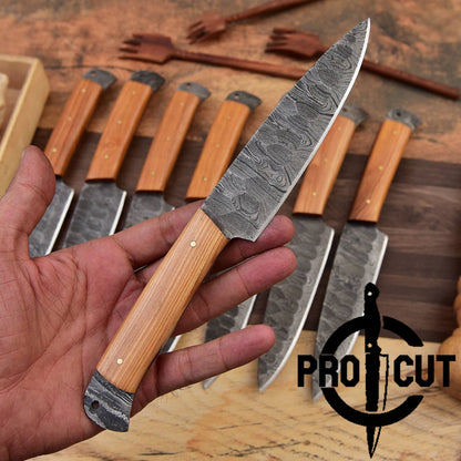 Pro Cut Steel Root - Hand Forged Damascus Steel Full Tang Culinary Steak Knives