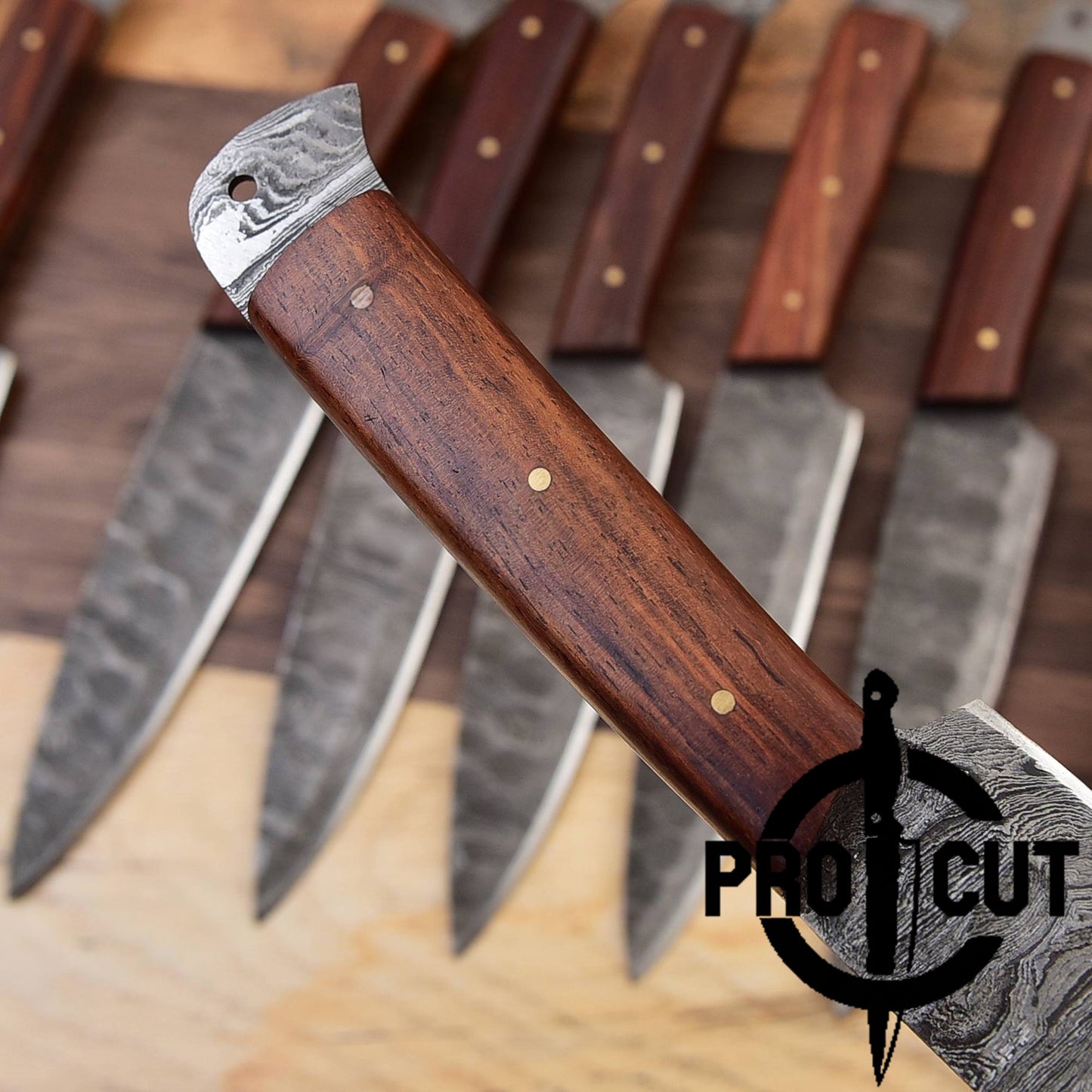 Pro Cut Steel Root - Hand Forged Damascus Steel Full Tang Culinary Steak Knife with Rosewood Handle