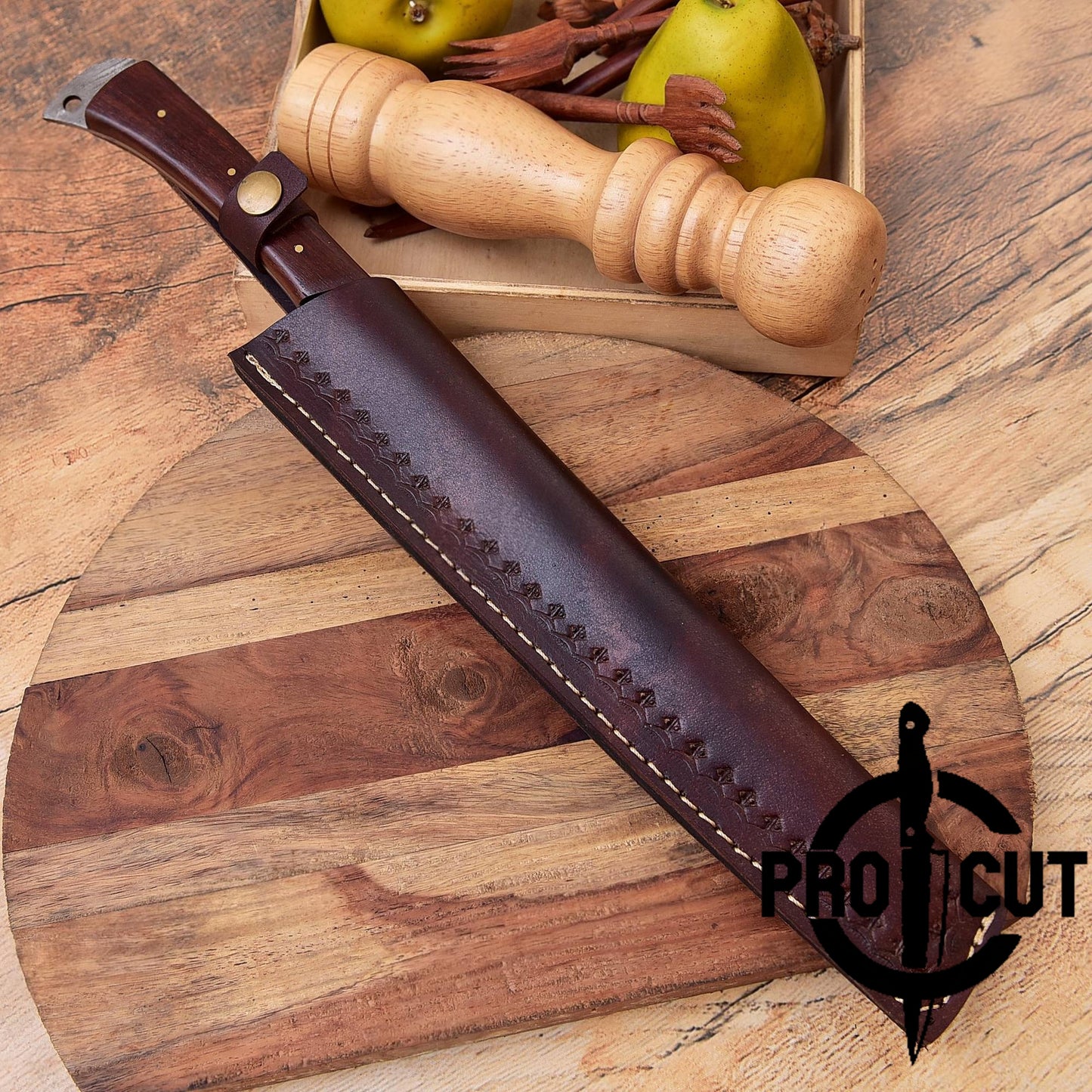 Pro Cut Hand Forged Damascus Steel Full Tang Bread Knife with Rosewood Handle
