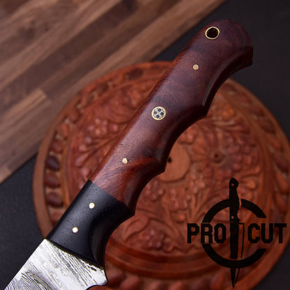 Pro Cut Hand Forged Damascus Steel Full Tang Fillet Knife with Rosewood Handle