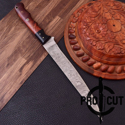 Pro Cut Hand Forged Damascus Steel Full Tang Fillet Knife with Rosewood Handle
