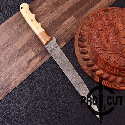 Pro Cut Hand Forged Damascus Steel Full Tang Fillet Knife with Bone Handle