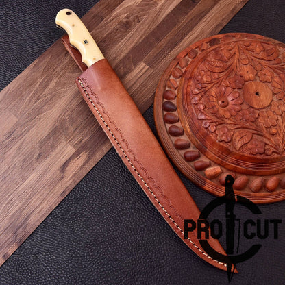 Pro Cut Hand Forged Damascus Steel Full Tang Fillet Knife with Bone Handle