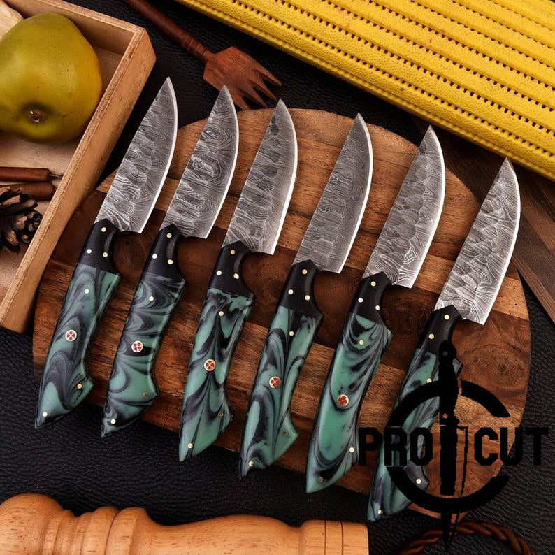 Pro Cut Forge Core - Handmade Damascus Steel Culinary Steak Knives Set , BBQ Steak Knives Sets