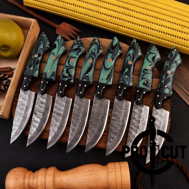 Pro Cut Forge Core - Handmade Damascus Steel Culinary Steak Knives Set , BBQ Steak Knives Sets