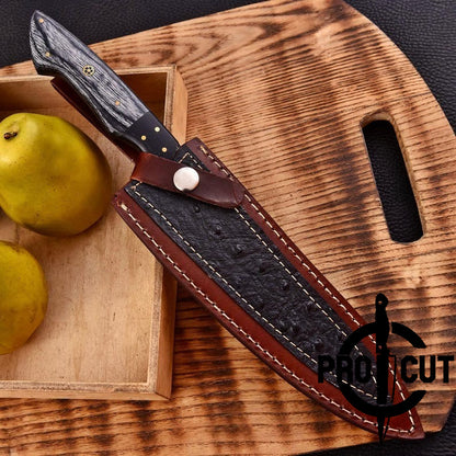 Pro Cut Forge Born - Handmade D2 Steel Chef Knife with Black Dymond Wood Handle