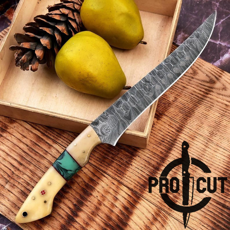 Pro Cut Hand Forged Damascus Steel Full Tang Fillet Knife with Sheath