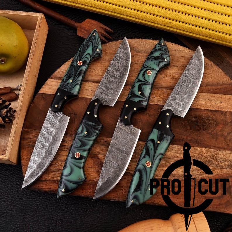 Pro Cut Forge Core - Handmade Damascus Steel Culinary Steak Knives Set , BBQ Steak Knives Sets