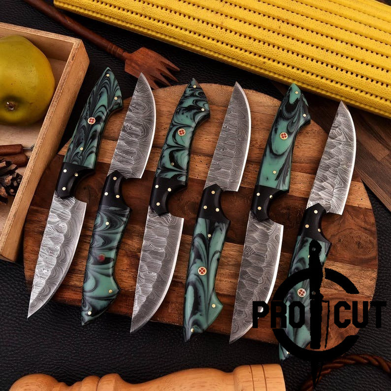 Pro Cut Forge Core - Handmade Damascus Steel Culinary Steak Knives Set , BBQ Steak Knives Sets