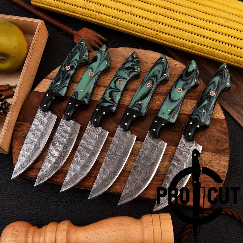 Pro Cut Forge Core - Handmade Damascus Steel Culinary Steak Knives Set , BBQ Steak Knives Sets