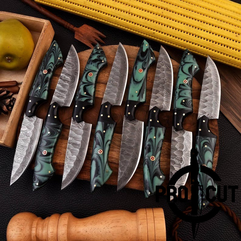 Pro Cut Forge Core - Handmade Damascus Steel Culinary Steak Knives Set , BBQ Steak Knives Sets