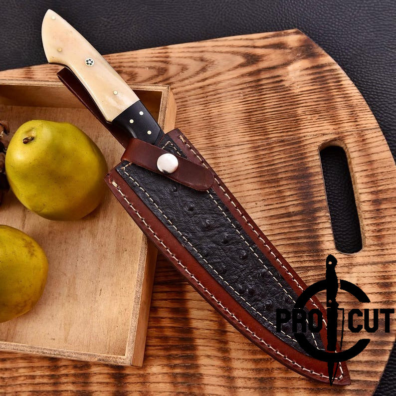 Pro Cut Forge Born - Handmade D2 Steel Chef Knife with Camel Bone Handle
