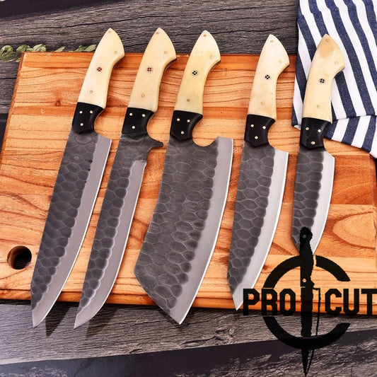 Pro Cut Ripple Guardian - Stainless Steel Chef Set with Bone Handle