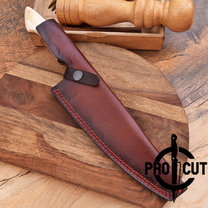 Pro Cut Hearth Steel - Damascus Steel Handmade Kitchen Chef Knife with Camel Bone Handle