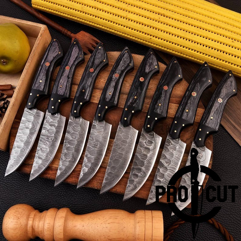 Pro Cut Forge Core - Hand Forged Damacus Steel Steak Knives Culinary Set, BBQ Steak Knives