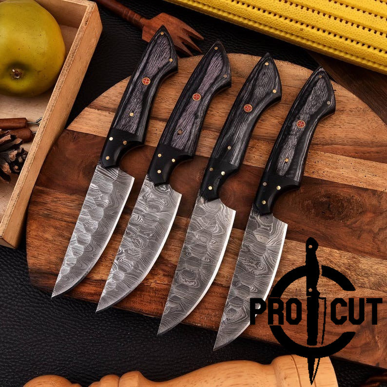 Pro Cut Forge Core - Hand Forged Damacus Steel Steak Knives Culinary Set, BBQ Steak Knives