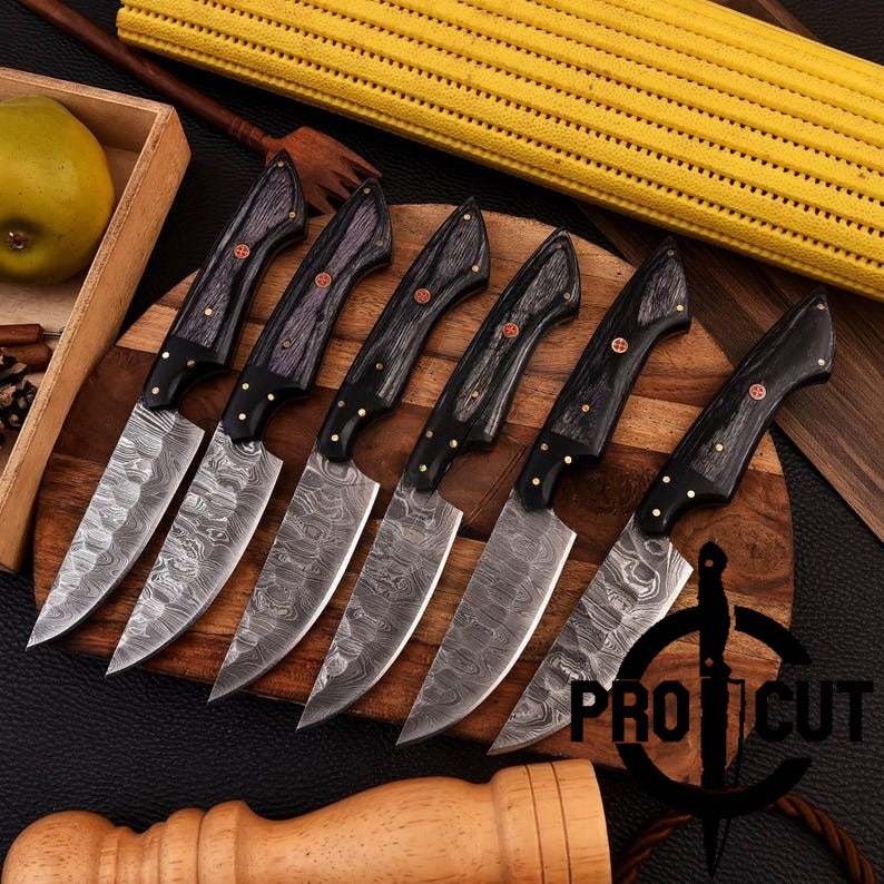 Pro Cut Forge Core - Hand Forged Damacus Steel Steak Knives Culinary Set, BBQ Steak Knives
