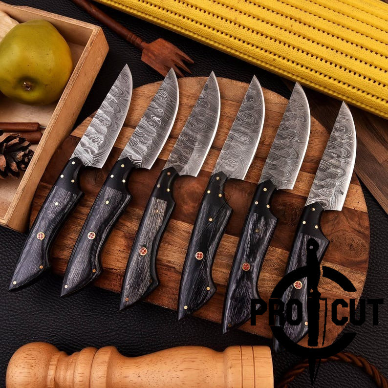 Pro Cut Forge Core - Hand Forged Damacus Steel Steak Knives Culinary Set, BBQ Steak Knives