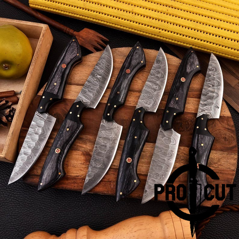 Pro Cut Forge Core - Hand Forged Damacus Steel Steak Knives Culinary Set, BBQ Steak Knives