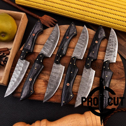 Pro Cut Forge Core - Hand Forged Damacus Steel Steak Knives Culinary Set, BBQ Steak Knives
