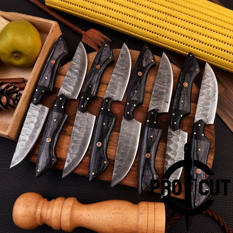 Pro Cut Forge Core - Hand Forged Damacus Steel Steak Knives Culinary Set, BBQ Steak Knives