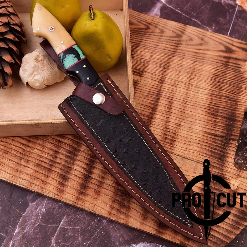 Pro Cut Premium Hand Forged Stainless Steel Kitchen Chef Knife with Sheath, Ideal Knife Gift for Men & Women