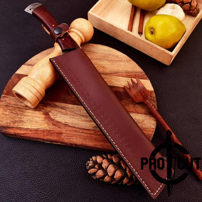 Pro Cut Hand Forged Damascus Steel Full Tang Bread Knife with Rosewood Handle