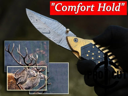 Pro Cut Trout Cutter - Hand Engraved Fish Pocket Folding Damascus Knife | Best Knife Gift for Anniversary & Birthday