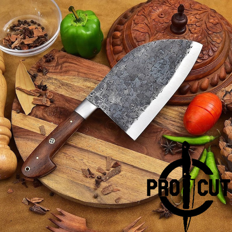 Pro Cut Custom Forge Handmade Stainless Steel Cleaver Knife, Meat Chopper Serbian Cleaver