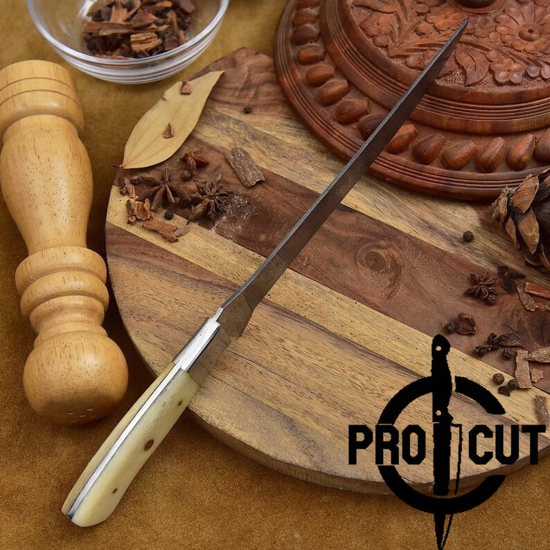 Pro Cut Hand Forged Damascus Steel Fillet Knife with Camel Bone Handle