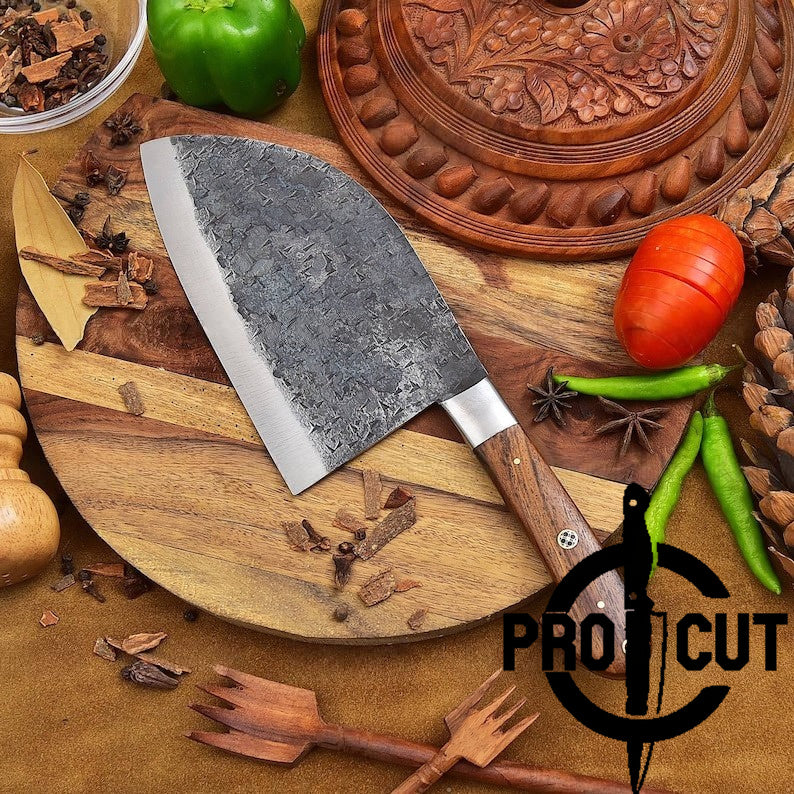 Pro Cut Custom Forge Handmade Stainless Steel Cleaver Knife, Meat Chopper Serbian Cleaver