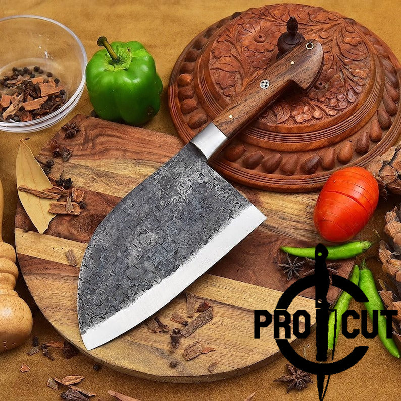 Pro Cut Custom Forge Handmade Stainless Steel Cleaver Knife, Meat Chopper Serbian Cleaver