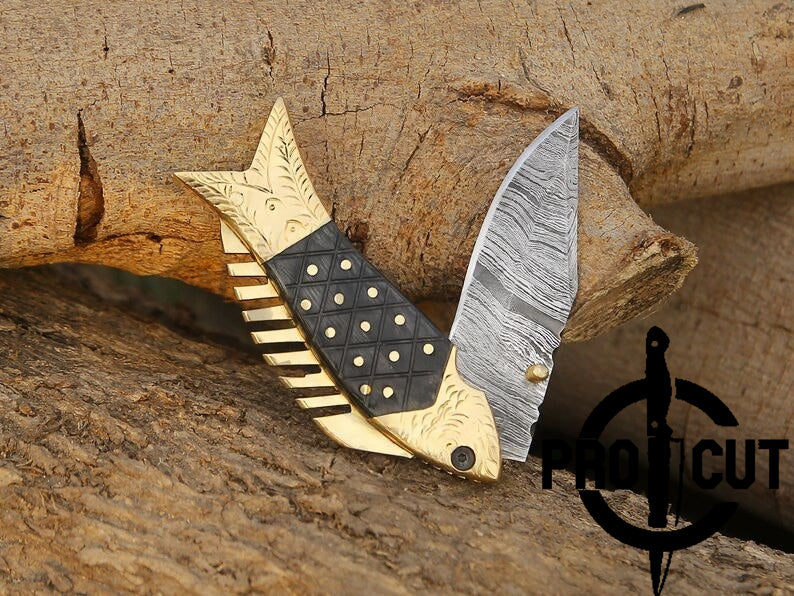 Damascus knives with decorative handles